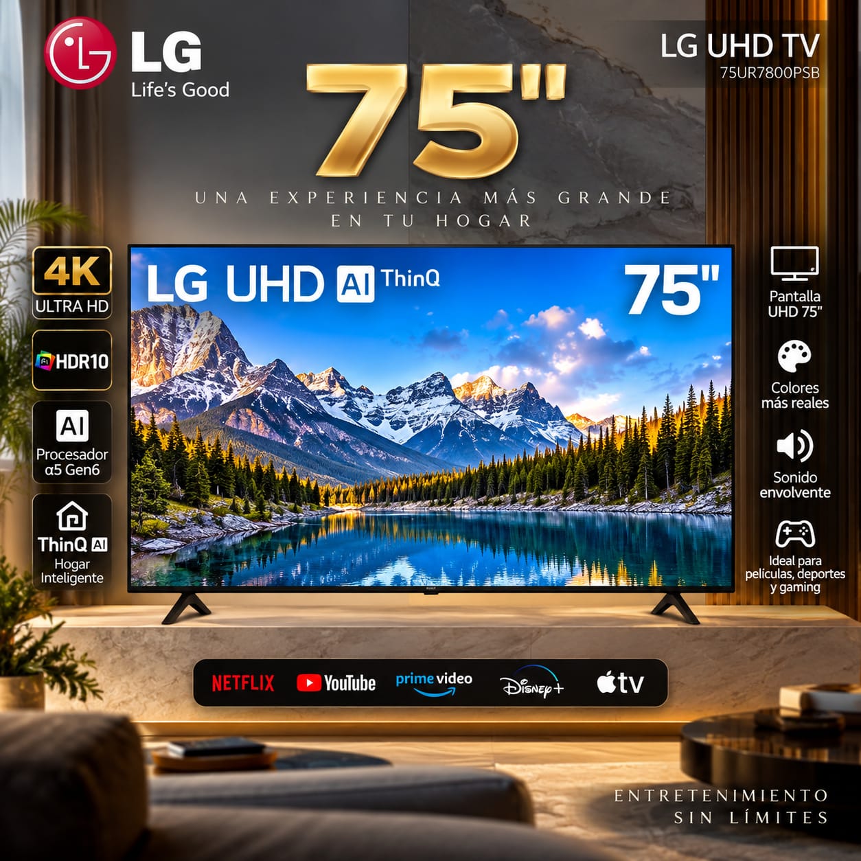 Smart TV LG 75" UHD 4K UR78